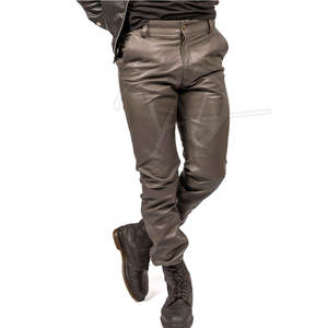 กางเกงหนังของผู้ชายแบบตรงน้ำหนักเบากางเกงหนังดีไซน์ตามสั่งโลโก้ของคุณเอง - Product Image 1