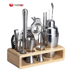 Cocktail Shaker Set mixology bartender Kit với tre đứng hai mặt mà không cần thanh Kit cho uống trộn kinh nghiệm