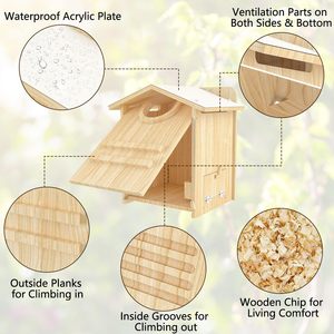 Casa Grande para Búhos para Exteriores, Caja de Anidación para Búhos con Virutas de Madera y Comedero, Casa de Pájaros de Madera - Product Image 2