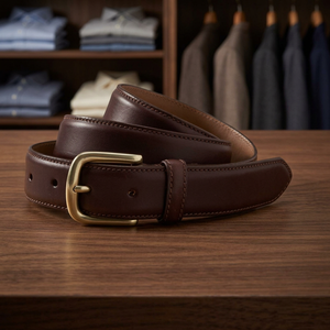 European Style Cow Hide Heavy Duty Waterproof Eco-Friendly Party Solid Men's Belt Customizable Square Stainless Steel Free - Product Image 1