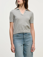 Pull décontracté d'été pour femme, tricoté sur mesure, coupe ajustée, manches courtes, col rabattu, anti-boulochage, qualité supérieure, vente en gros