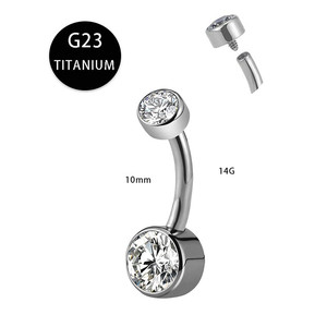 1PC Anneaux de nombril en titane G23, zircon brillant, <span class=keywords><strong>piercing</strong></span> de nombril, bijoux de corps pour femmes, accessoires - Product Image 5