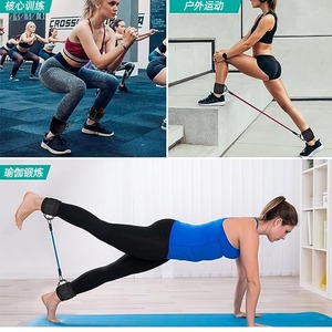 Bande de résistance pour la cheville, pour la course à pied et l'entraînement de force, bandes d'exercice hautement élastiques et réglables avec mousquetons et sangles - Product Image 4