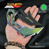 MANWUXING Modèle d'armes de jeu Valorant Couteaux à griffes VCT couleur dégradée fluorescente 16CM avec fourreau Jouet Zhejiang