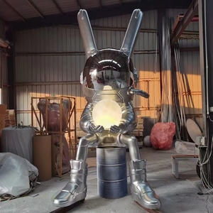 Escultura de Conejo de Arte Pop para Exteriores, Estatua de Conejo de Fibra de Vidrio con Luz de Luna - Product Image 4