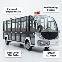 Bus Wisata Listrik 17 Penumpang Nol Emisi Kendaraan Tertutup 5000W 72V Baterai Lithium Motor AC Penggerak Roda Belakang
