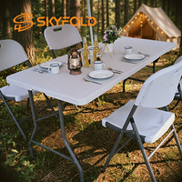 Table pliante portable blanche en plastique pour événements, 6 pieds ou 8 pieds, idéale pour dîner, barbecue, pique-nique et camping – Vente en gros