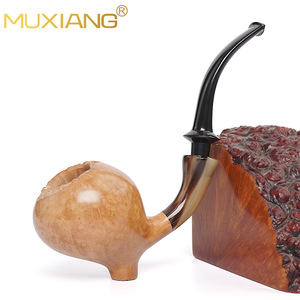 MUXIANG Wood Smoking Pipe Bent Type Solid Tobacco Pipe For Men Gift - Product Image 1