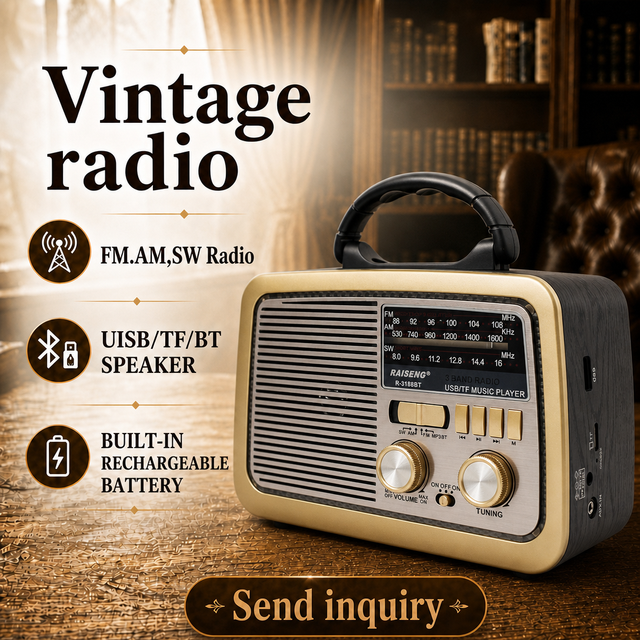 Retro Portable 1 Band FM AM SW BT 5.2 USB TF MP3 Rechargeable Flashlight AC/DC Home Party Gift Radio