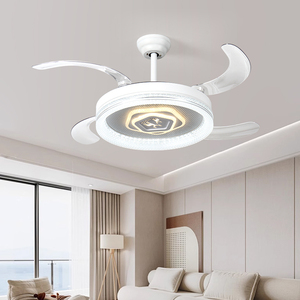 โคมไฟเพดาน LED โมเดิร์น 4 ใบพัด มอเตอร์ DC พร้อมรีโมทคอนโทรล ปรับความสว่างได้ แสงวอร์มไวท์ ติดตั้งแบบฝังเพดาน สำหรับห้องนั่งเล่น - Product Image 6