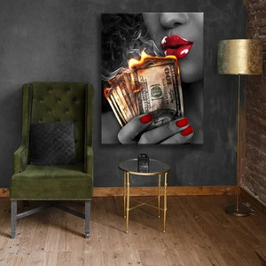 Art mural en aluminium « <span class=keywords><strong>L</strong></span>èvres rouges brûlant d'<span class=keywords><strong>argent</strong></span> », style Art déco Pop, pour la décoration intérieure <span class=keywords><strong>de</strong></span> bars, salons, bureaux, hôtels et salles <span class=keywords><strong>de</strong></span> séjour - Product Image 4