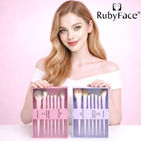Ensemble de 7 pinceaux de maquillage professionnels, 3 pinceaux pour le visage, 4 pinceaux pour les yeux, poudre, contour, blush, fard à paupières, kit de mélange, rose lavande