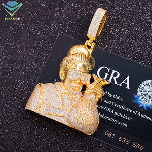 จี้เพชรโมอิสซาไนต์ VVS เงินแท้ 925 แบบ Iced Out ตัวอักษรย่อตามสั่ง พร้อมใบรับรอง GRA เครื่องประดับฮิปฮอปสำหรับผู้ชาย - Product Image 1
