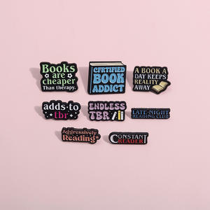 Les livres de citations de dessins animés sont moins chers que la psychothérapie. Badges en métal personnalisés avec texte inspirant en anglais, broche badge - Product Image 2