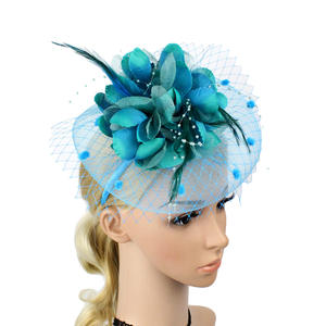 Chapeaux fascinateurs orange Halloween pour femmes avec voile, bandeau à plumes, couvre-chef pour fête du thé, Derby - Product Image 6