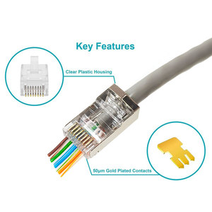 Connecteur RJ45 Cat6 8P8C mâle pour câble Ethernet, prise modulaire traversante FTP SFTP Cat 6 - Product Image 5