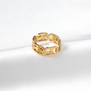 Anillo Hueco Chapado en Oro de 18k de Diseño Dew Fashion, Anillos de Dedo de Acero Inoxidable Estilo Punk al por Mayor para Mujer - Product Image 5