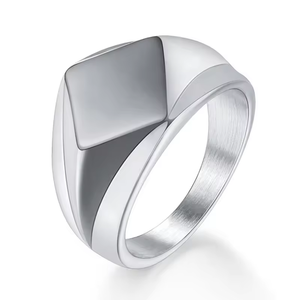 Cincin lapisan emas asli 18K pria, perhiasan grosir desain geometris belah ketupat tidak beraturan untuk pria - Product Image 5