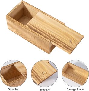 Boîte de rangement en bois avec couvercle coulissant, en pin rustique, pour artisanat <span class=keywords><strong>DIY</strong></span>, organiseur de <span class=keywords><strong>bureau</strong></span>, 7,8 pouces - Product Image 3