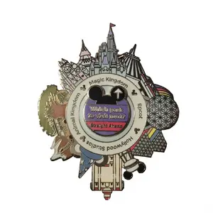 Hot Selling High Quality Factory Custom Classic Cartoon Castle Spinner Pin Hard Enamel Pin For Children As toy