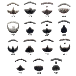 Barba e baffi finti realistici in pizzo invisibile, fatti a mano, in capelli umani, per costume da capra, all'ingrosso - Product Image 6