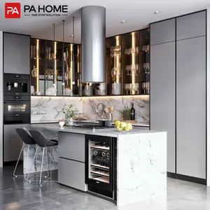 PA glass rustic modern style pvc classic design kitchen hanging cabinets