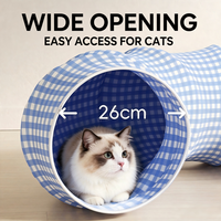 Lit tunnel pour chat, écologique, durable, pliable, utilisable toute l'année, grotte rafraîchissante semi-fermée, cachette interactive, jouet pour chaton, animal de compagnie