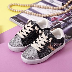 Zapatillas de lona con lentejuelas para niños, de piel auténtica, con cremallera pequeña y diseño de estrella, para primavera, para niños y niñas, estilo desgastado. - Product Image 4