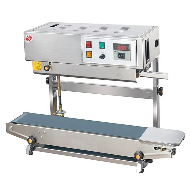 DBF900 FR900 stainless steel Vertical and horizontal type continuous band sealer continuous poly bags band sealer machine