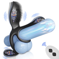 3-in-1 Vibrierender Penisring 10 Modi Dreifach-Motor Perineum-Vibrator G-Punkt Klitoris-Stimulator Erwachsenen-Paar-Sexspielzeug