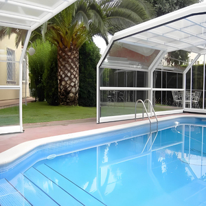 Cerramiento Automático Retráctil <span class=keywords><strong>para</strong></span> Terraza de Cristal con Techo Inclinado, Vidrio Templado Doble con Baja Emisividad <span class=keywords><strong>para</strong></span> <span class=keywords><strong>Piscinas</strong></span> y Patios - Product Image 2