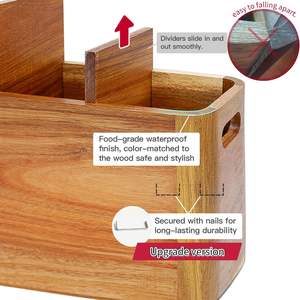 Organizador de Utensilios de Cocina de Madera para Encimera, Porta Utensilios de Madera Grande para Almacenamiento de Utensilios de Cocina y Cubiertos - Product Image 3