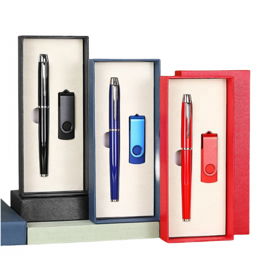 Low Price Promotional Flash Drive Set Executive Gift Set Ballpoint Pen Custom Logo Business Office Gift Set for Men and Women