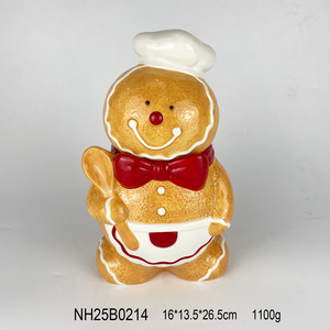 Jarrón de Galletas de Cerámica con Diseño de Muñeco de Nieve con Bufanda y Gorro, Decoración Navideña para Cocina, 17x14.5x23cm, 995g - Product Image 5