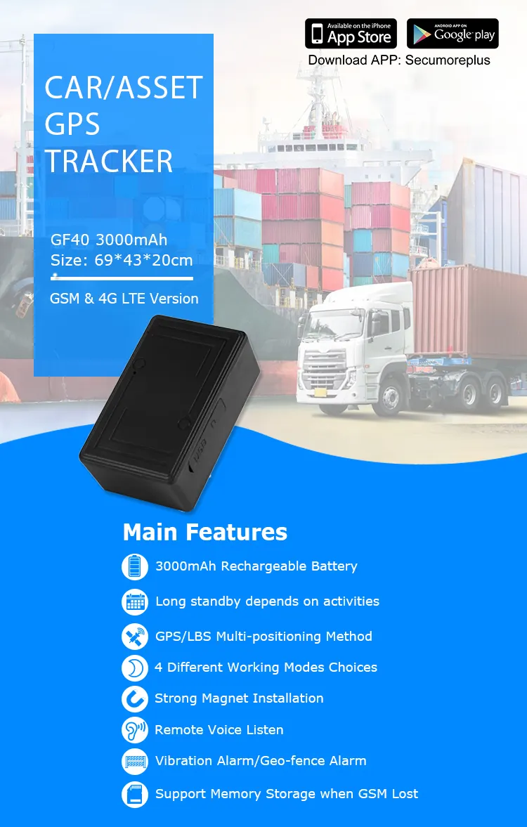 GF40 2G Magnet Wireless Asset GPS tracking device Vehicle Container gps tracker for car