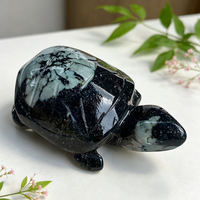 Figurine de tortue en pierre de pivoine naturelle sculptée à la main, 8-10 cm, ornée de chrysanthèmes, cristal de guérison, ornement décoratif