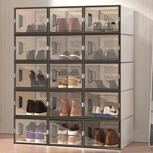 Caja Organizadora de Zapatos Plegable, Apilable, de Fácil Montaje, con Puerta Lateral Abatible, para Guardar Zapatillas Deportivas, Personalizable, Muy Popular - Product Image 6