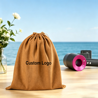 Pochette en velours pour bijoux avec cordon de serrage, logo imprimé personnalisable, grande taille