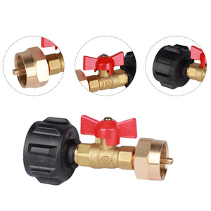 Robinet à bille en laiton QCC1, connecteur de gaz à filetage 3/8 po avec poignée rouge pour réservoir de propane - Product Image 4