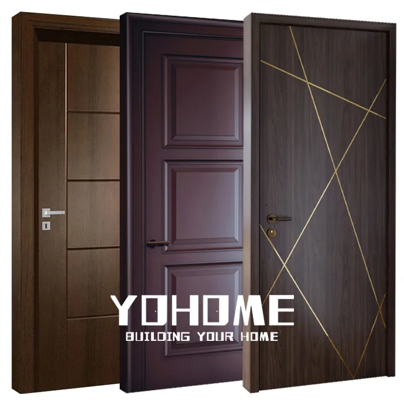 Puerta insonorizada moderna interior del Reino Unido para casas de dormitorio, puerta interior moderna de madera maciza para oficina, puerta empotrada de madera interior MDF HDF