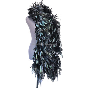 Boa de Plumas de Gallo Negras de un Solo Color al por Mayor para Manualidades, Disfraces, Baile y Decoraciones de Halloween - Product Image 1