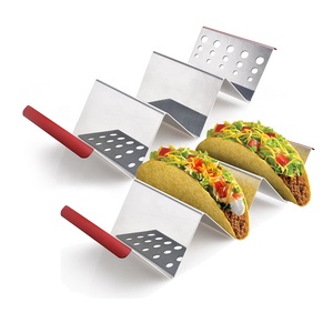 Stylish <span class=keywords><strong>restaurant</strong></span> custom metal stainless steel food truck taco tray plate shell rack stand holder set of 2/3/4 pack taco rack - Product Image 6