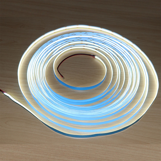 High Density COB LED Ribbon Tape Light, DC12V/24V, 480 LEDs/m, 8mm, IP20, 12W/m, Dotless Flexible White/Warm White Strip