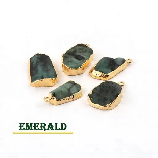 Raw gemstone connectors making components single bail connect gold electroplated handmade charms findings gift jewelry