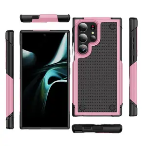 S24 Ultra TPU PC étui de téléphone portable antichoc avec support plaine antichoc IP 15 étui protéger le téléphone portable Ya Zhi