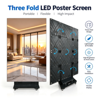 Afficheur LED pliable pour menu de restaurant, écran tri-pliant P1.86, signalétique publicitaire intérieure
