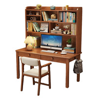 Escritorio de Estudio Ergonómico de Madera Maciza con Estantería Integrada para Adolescentes, Dormitorio, Oficina en Casa