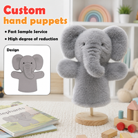 Jouets en peluche super doux personnalisés avec rembourrage en coton et en coton PP, marionnettes à main en forme d'éléphant pour les cadeaux de fête