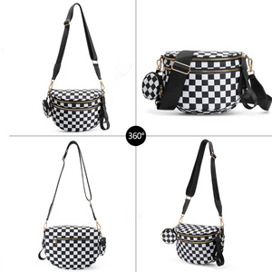 Sac banane à carreaux tendance pour femme, pochette de ceinture de voyage, sac à bandoulière pour la course et le shopping - Product Image 6