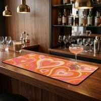 Tapis de table imprimé rétro années 70 en forme de cœur, antidérapant, imperméable, résistant à la chaleur, pour la maison, coin café